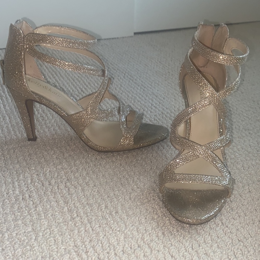 Gold strappy heels